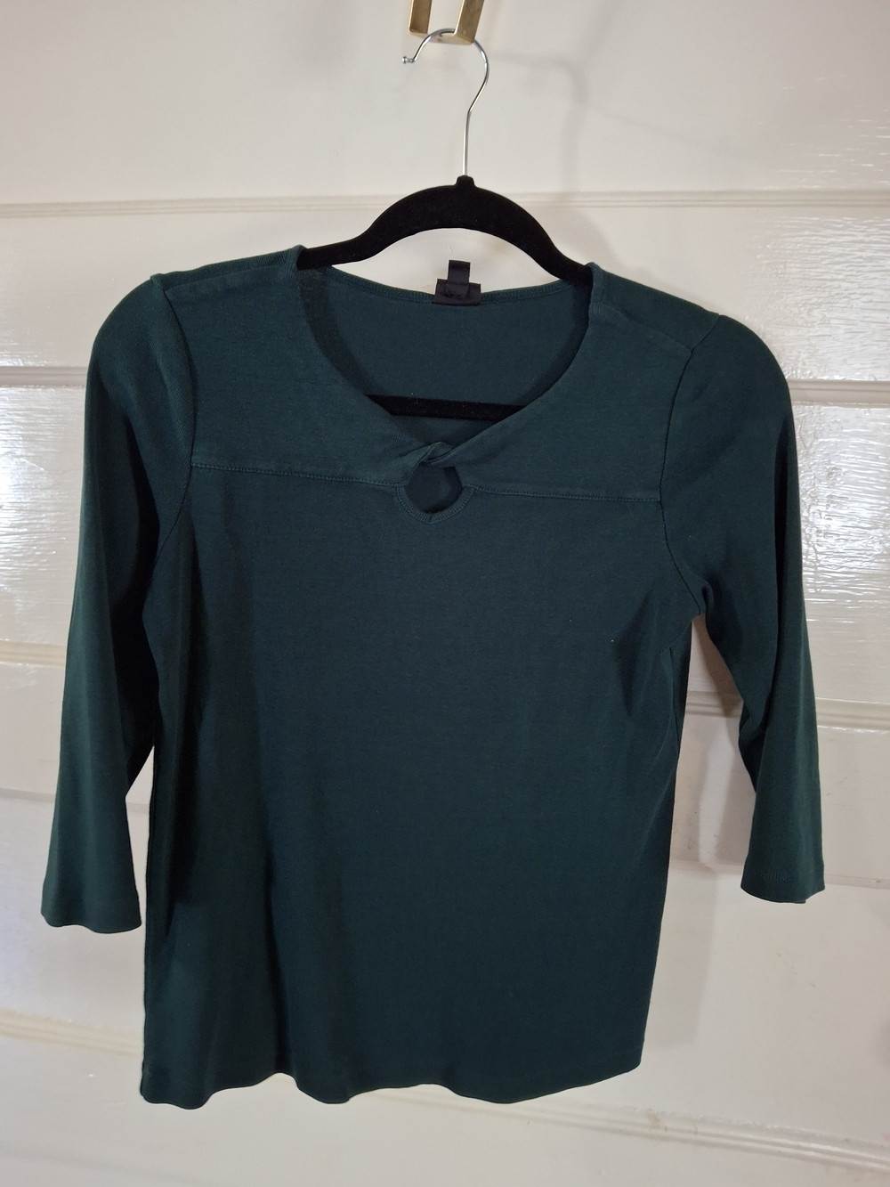 Rafaella Teal Green 3/4 Sleeve Keyhole Neck Top Size S (MIS 560)